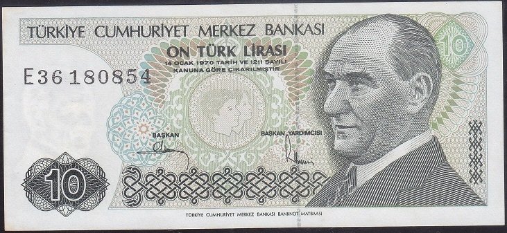 7.Emisyon 2.Tertip 10 Lira E36 180854 Çilaltı Çil