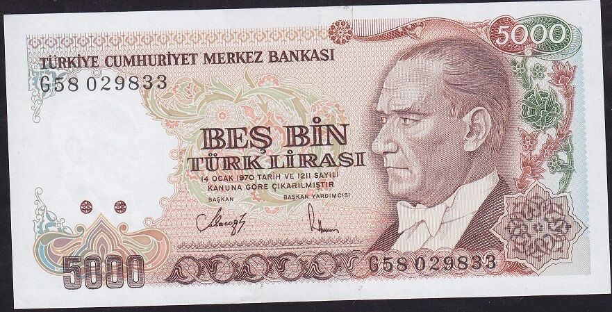 7.Emisyon 4.Tertip 5000 Lira G58 029833 Çilaltı Çil