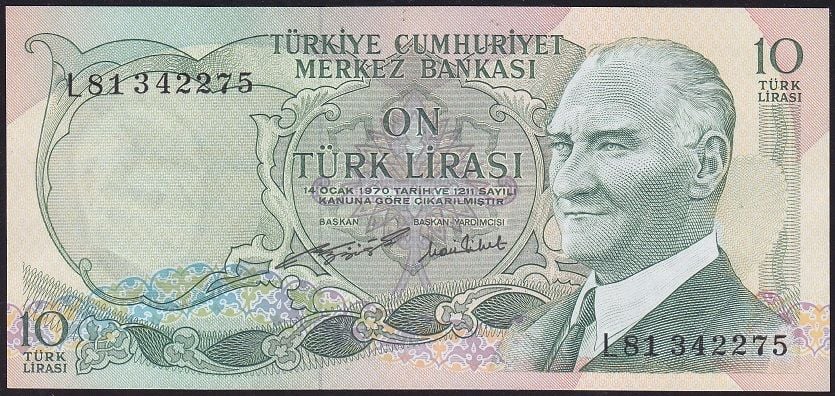 6.Emisyon 2.Tertip 10 Lira L81 342275 Çilaltı Çil
