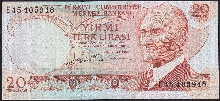 6.Emisyon 2.Tertip 20 Lira E45 405948 Çilaltı