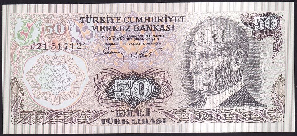 6.Emisyon 2.Tertip 50 Lira J21 517121 Çil