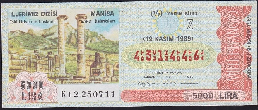 1989 19 Kasım Yarım Bilet - Z Serisi