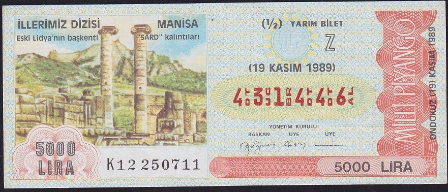 1989 19 Kasım Yarım Bilet - Z Serisi