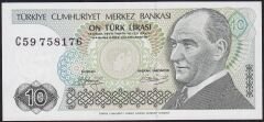 7.Emisyon 1.Tertip 10 Lira C59 758176 Çil Kısa Kaş
