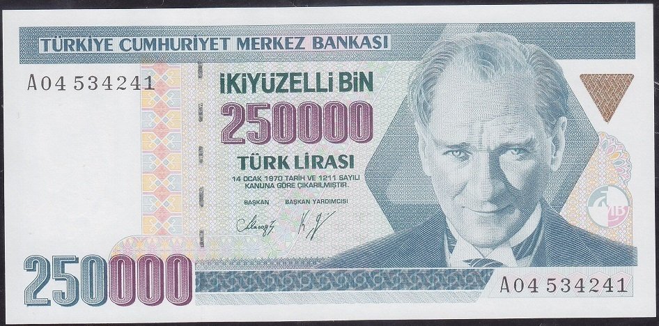 7.Emisyon 1.Tertip 250000 A04 534241 Çilaltı Çil ( Bandrol baskı izi var)