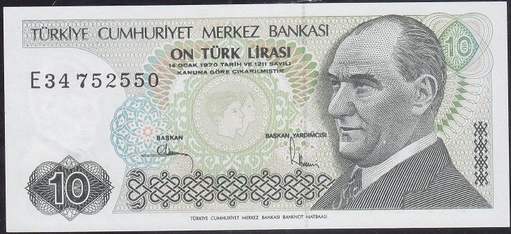 7.Emisyon 2.Tertip 10 Lira E34 752550 Çil