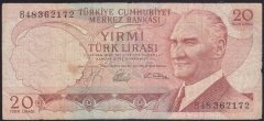 6.EMİSYON 1.TERTİP 20 LİRA B48 362172 TEMİZ