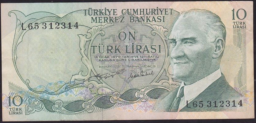 6.Emisyon 2.Tertip 10 Lira L65 312314 Çok Temiz+