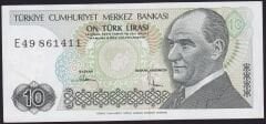 7.Emisyon 2.Tertip 10 Lira E49 861411 Ççt Çilaltı