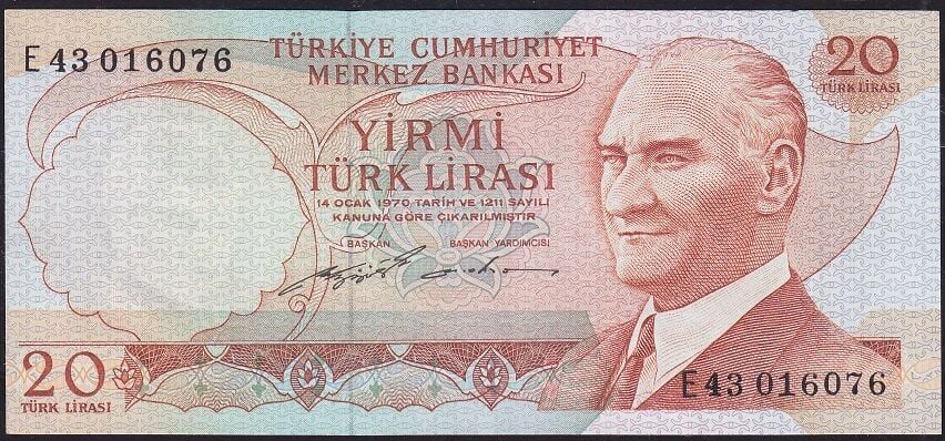 6.Emisyon 2.Tertip 20 Lira E43 016076 Ççt Çilaltı