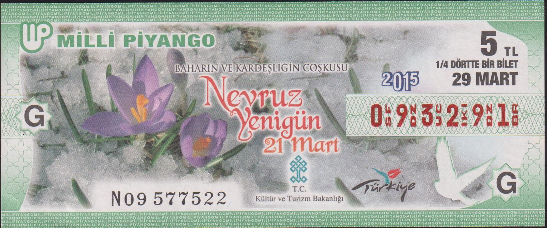 2015 29 Mart Çeyrek Bilet - G Serisi - Nevruz