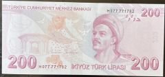9.Emisyon 8.Tertip 200 Lira H077 771782 Çil