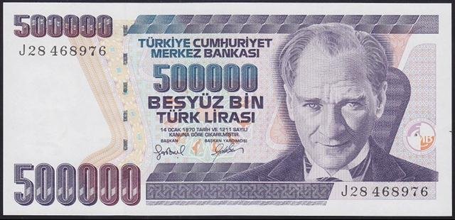 7.Emisyon 4.Tertip 500.000 Lira J28 468976 Çil