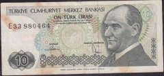 7.Emisyon 2.Tertip 10 Lira E33 880464 Çok Temiz