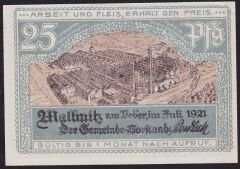 Almanya 25 Pfennig Notgeld 1921 Çil Filigranlı