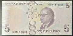 9.Emisyon 7.Tertip 5 Lira G014 515888 Çil