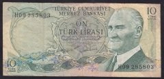 6.EMİSYON 2.TERTİP 10 LİRA H09 285803 TEMİZ +