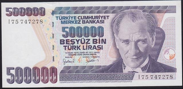 7.EMİSYON 4.TERTİP 500000 LİRA I75 747278 ÇİL