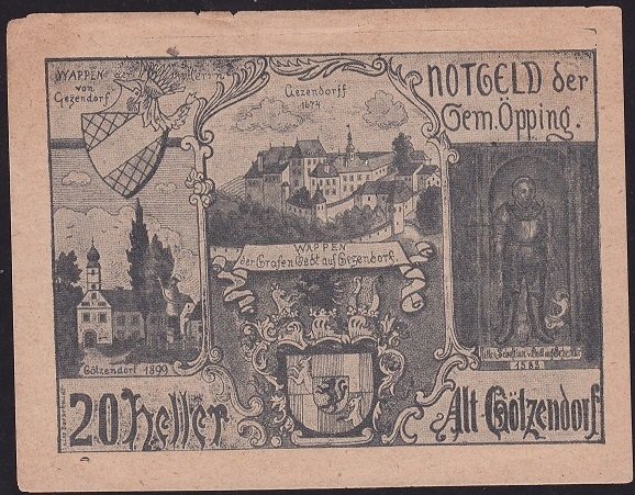 Avusturya 20 Heller Notgeld 1920 Çilaltı