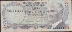 6.Emisyon 2.Tertip 5 Lira Z95 844575 Çok Temiz