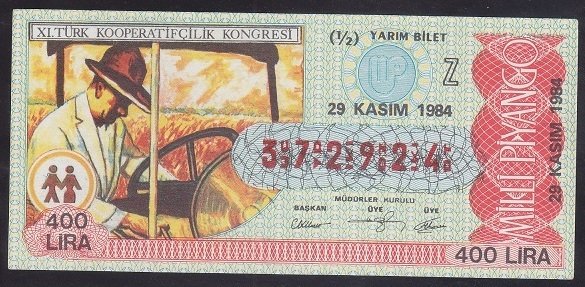 1984 29 KASIM YARIM BİLET Z SERİSİ