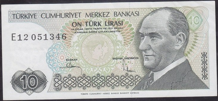 7.Emisyon 2.Tertip 10 Lira E12 051346 Ççt +