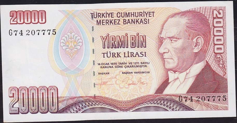 7.Emisyon 2.Tertip 20000 Lira G74 207775 Çilaltı