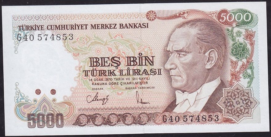 7.Emisyon 4.Tertip 5000 Lira G40 574853 Çil