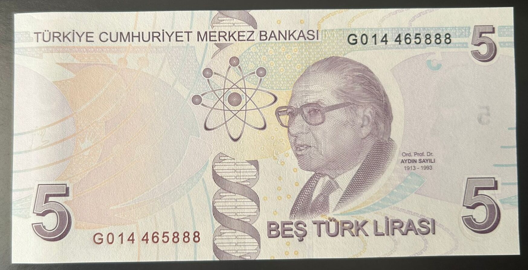 9.Emisyon 7.Tertip 5 Lira G014 465888 Çil