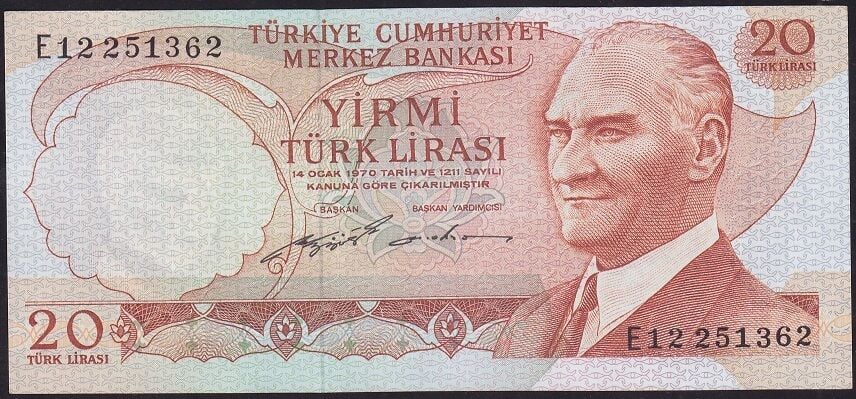 6.Emisyon 2.Tertip 20 Lira E12 251362 Çilaltı Çil