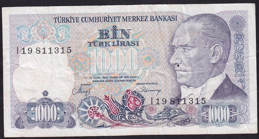 7.Emisyon 2.Tertip 1000 Lira I19 811315 Çok Temiz