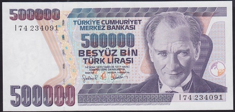 7.EMİSYON 4.TERTİP 500000 LİRA I74 234091 ÇİL