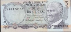 6.Emisyon 2.Tertip 5 Lira Z93 426106 Çil
