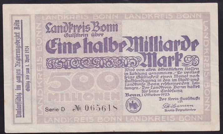 ALMANYA 500 MILYON MARK 1924 ÇOK TEMİZ +