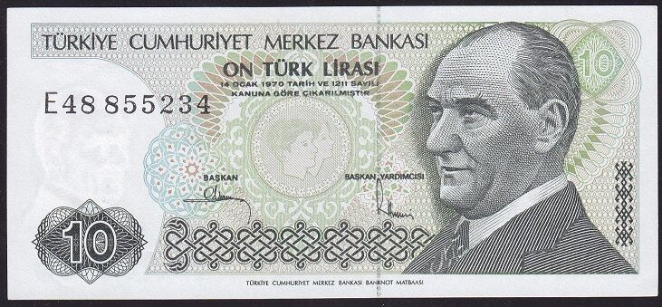 7.Emisyon 2.Tertip 10 Lira E48 855234 Çilaltı