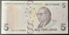 9.Emisyon 7.Tertip 5 Lira G014 740888 Çilaltı Çil
