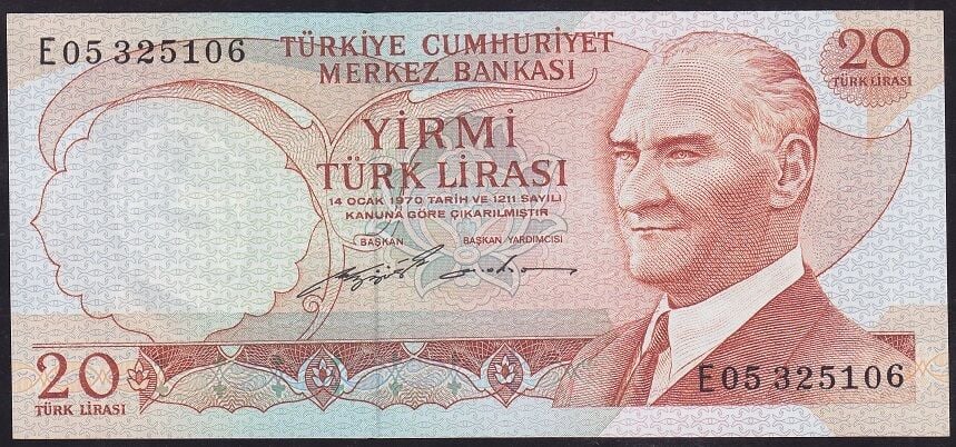 6.Emisyon 2.Tertip 20 Lira E05 325106 Çilaltı Çil