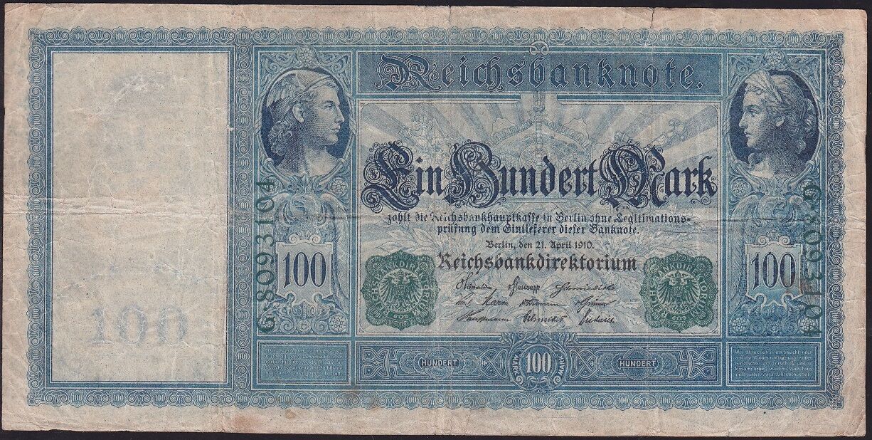 Almanya 100 Mark 1910 Temiz