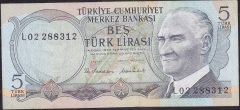 6.Emisyon 2.Tertip 5 Lira L02 288312 Çok Temiz +