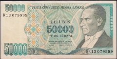 7.Emisyon 2.Tertip 50000 Lira K13 079999 Çok Temiz +
