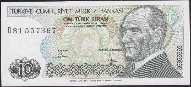 7.Emisyon 2.Tertip 10 Lira D81 557367 Çilaltı