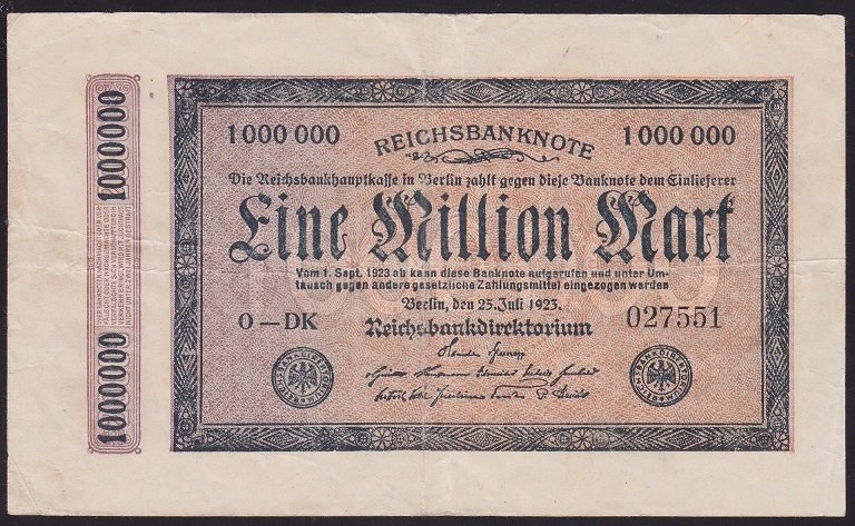ALMANYA 1000000 MILYON MARK 1923 ÇOK TEMİZ +