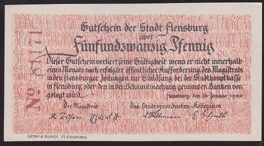 Almanya 25 Pfennig Notgeld 1920 Çil