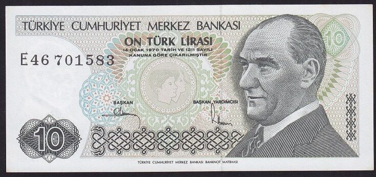 7.Emisyon 2.Tertip 10 Lira E46 701583 Çilaltı