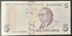 9.Emisyon 7.Tertip 5 Lira G014 790888 Çilaltı Çil