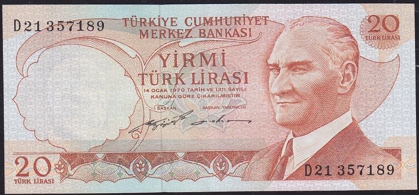 6.Emisyon 2.Tertip 20 Lira D21 357189 Çilaltı