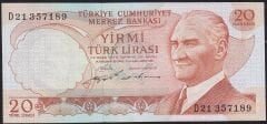 6.Emisyon 2.Tertip 20 Lira D21 357189 Çilaltı