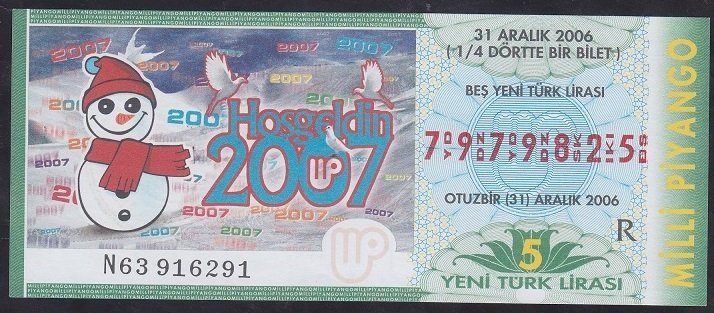 2006 31 ARALIK ÇEYREK  BİLET -  R SERİSİ
