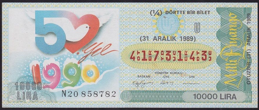 1989 31 Aralık Çeyrek Bilet - U Serisi