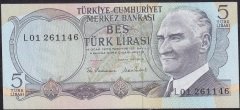 6.Emisyon 2.Tertip 5 Lira L01 261146 Çilaltı Çil